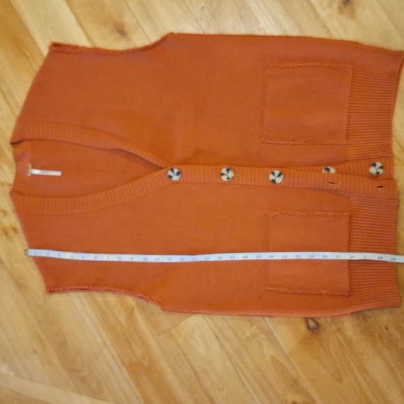 Free People Oakleigh Oversized Knit Vest In Myrrh Orange Size M - Picture 12 of 13